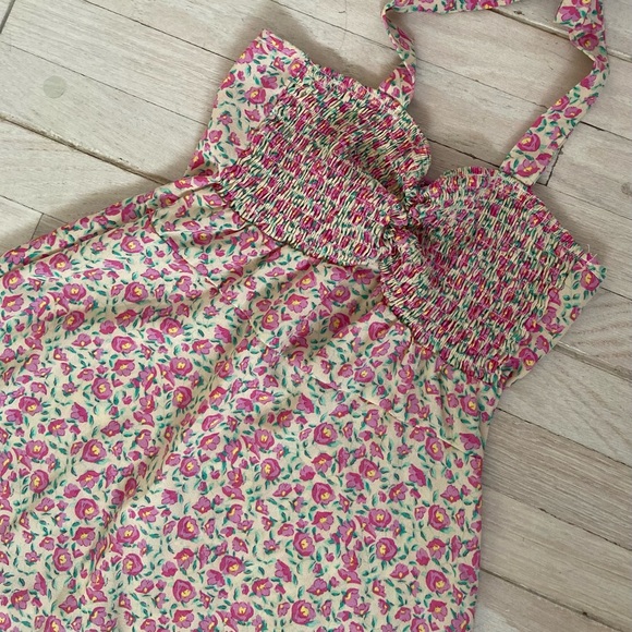 Women's Floral Print Ruched Bust Sleeveless Halter Neck A Line Dress - Picture 5 of 8